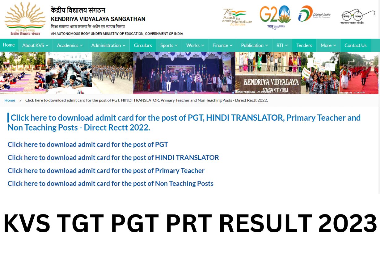KVS Result 2023 TGT PGT PRT