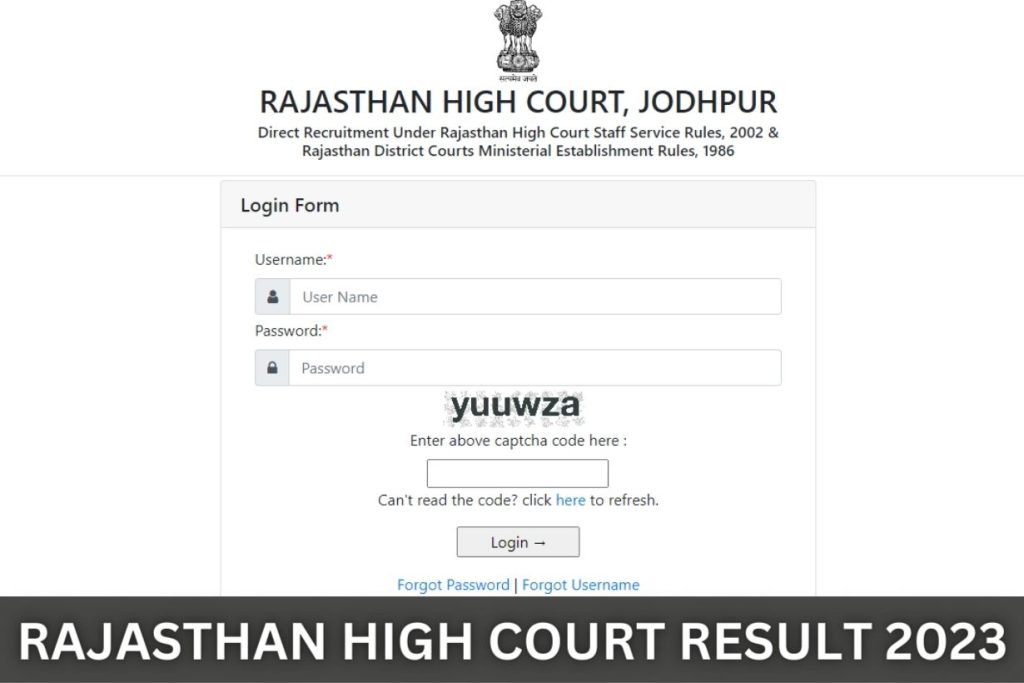 Rajasthan High Court Result 2023,HC RAJ Clerk, JJA, JA Cut Off Marks, Merit List