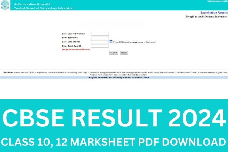 CBSE Result 2024 cbseresults.nic.in Class 10, 12 Results